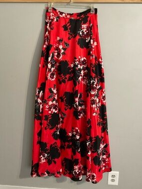 Jodi Kristopher Dressy/Formal Red Floral Full Maxi Skirt Size 7 Junior